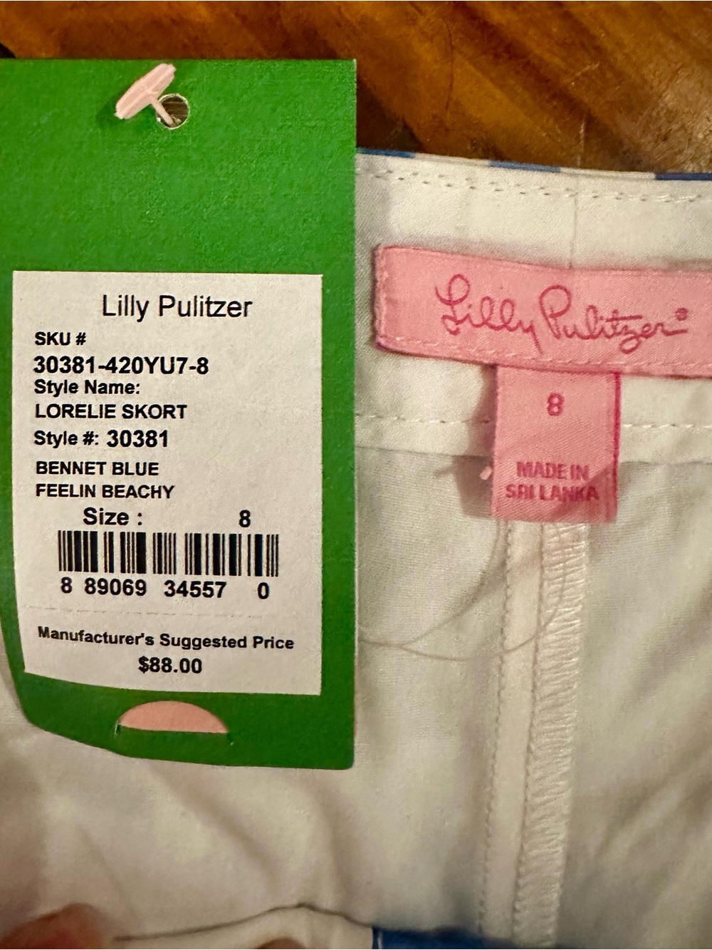 NWT Lilly Pulitzer Lorelei Skort in Bennet Blue/Feelin Beachy, Size 8 - Picture 4 of 4